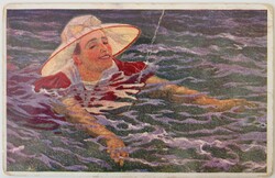 Képeslap, Úszó hölgy, Wiener Kunst  (P2)