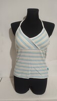 Vintage H&M L.O.G.G. Y2K csíkos nyakbakötős felső beépített melltartóval – M