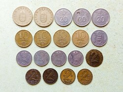 Magyarország 19 db Különböző Érme 2 5 10 20 100 Forint 1970-1995
