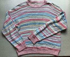 Színes, vintage, pamut férfi pulóver – 52-es (L)