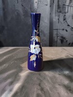 Wallendorf valódi kobalt (Echt Kobalt) porcelán váza – Kézzel festett arany relief (22 cm)