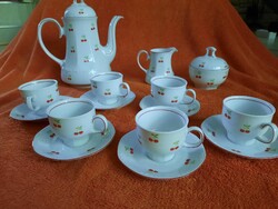 ÚJ! 15 részes Mitterteich Bavaria cseresznyés porcelán kávéskészlet - 6 személyes - Hibátlan!