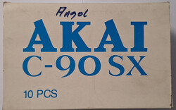 Akai C-90 SX 10 db-os magnókazettás doboz ( Benne 10 db Akai C-90 SX kazetta, amik használtak)