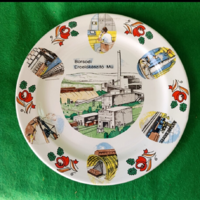 Borsodi Ércelőkészítő Mű. fajansz fali emléktányér 24,5 cm ,1950-60 évek