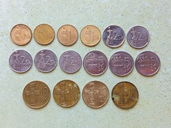 Szlovákia 16 db Különböző Érme 1 2 5 10 Korona 1993-2005
