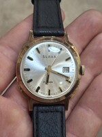 Slava 21 Jewels szovjet mechanikus karóra új bőrszíjjal