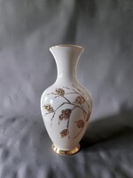 Kunst Kronach BAVARIA mid-century váza aranyozott levélmintával, jelzett, hibátlan, 25cm