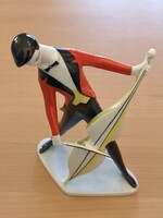 Zsolnay Csellista porcelán figura - Török János – Ép vonóval