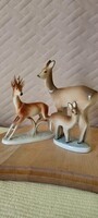 Porcelán Őzcsalád szett – Zsolnay Őz gidájával + Royal Dux Őzbak (Hibátlan!)