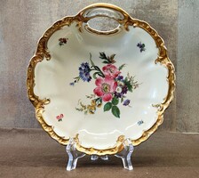 Antik Oscar Schlegelmilch kézzel festett neobarokk porcelán kínálótál