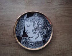 Hollóházi Szász Endre porcelán dísztál
