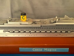 Costa Magica fém-fa tengerjáró hajómakett / gyűjtői modell (20 cm)