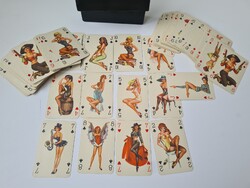Ritka Retro Pin-Up lányos römi/francia kártya pakli 1960 ból gyönyörű erotikus hölgyek grafikáival