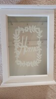 Elegáns fehér HOME--díszes  feliratu felakasztható KULCSOS-szekrényke ( festett FA,) Újszerű--eladó!