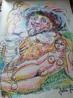 Józsa János festőművész és grafikusművészsz Falstaff címecm.