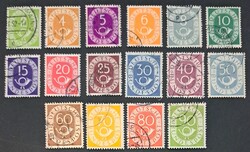 NSZK 1951/1952 Postakürt KOMPLETT - 16 db-os bélyegsorozat (Michel 123-138
