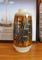 Veb Haldensleben mid century kerámia váza absztrakt dekorral - 28 cm