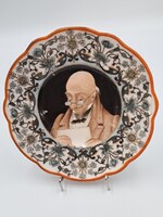 Antik porcelán dísztányér,1880 körül, kézzel festett német porcelán tányér, hibátlan,