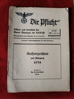 Ritka NSDAP Thüringia index füzet pár 1938 SA, Hitler Jugend adatokkal