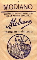 Tasak, zacskó: Modiano szivarkapapír. (reklám)