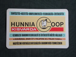 Kártyanaptár,hunnia Coop baromfifeldolgozó vállalat,Kisvárda, 1979 (licites)