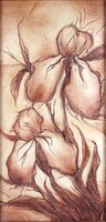 2B015 Virágok - keretezett domború bőrkép 26 x 46 cm