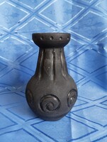 Retró stúdió kerámia váza - Brutalista/ fát láva stílusú. 21 cm, hibátlan.