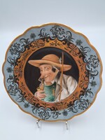 Antik porcelán dísztányér,1880 körül, kézzel festett német porcelán tányér, hibátlan,