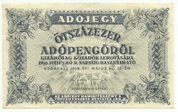 500000 ötszázezer adópengő 1946 sorszám nélküli 2.