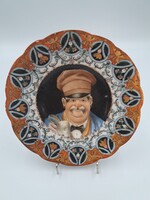 Antik porcelán dísztányér,1880 körül, kézzel festett német porcelán tányér, hibátlan,