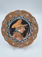 Antik porcelán dísztányér,1880 körül, kézzel festett német porcelán tányér, hibátlan,