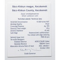 Magyarország,15000 forint 2022 PP - Bács-Kiskun megye - Kecskemét - Certifikáció