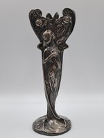 Antique Art Nouveau Tin Vase, Jugendstil RARITY, Female Figure Decoration, 1900, Metalwork