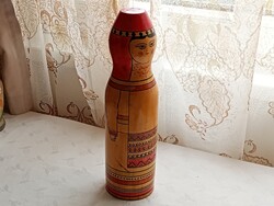 Fa kézzel festett orosz matrjoska baba formájú üres italtartó Ø9x32,5cm