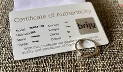 Briju 14K fehérarany gyémántgyűrű 0,10 ct – certificate-tel, számlával, dobozzal