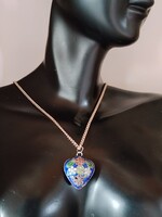Nagy Vintage Szív Medál (Cloisonne), Méret 3 x 2,4 cm