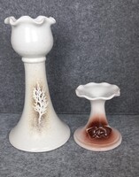 Retro kerámia 2 db-os mécses- 9 x 7 cm,- és gyertyatartó/váza 20 x 7,5 cm, alkudható