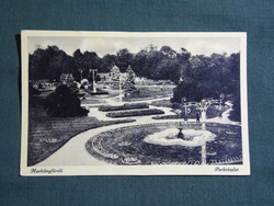 Képeslap,Harkány,park,szökőkút látkép,részlet,Barasits Bp. kiadás,1935-
