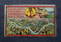 Magyar Kir Folyam és Tengerhajózási Rt - antik levélzáró bélyeg   Báziás - Orsova térkép  6,5x4cm