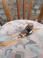 Különleges retro / miniatűr síléces bőrbakancs gyufatartó