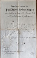 Leopold III. zur Lippe saját kezűleg aláírt kamarási oklevele - Detmold, 1865
