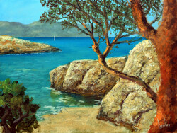Akciós ár: Lantos György: Tengerparti sziklák 30x40 cm