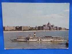 BUDAPEST - ORSZÁGHÁZ, Parlament, postatiszta képeslap,1965., Duna látkép, régi hajó