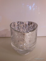 PARTYLITE - ÚJ - ÚVEG - MÉCSESTARTÓ  - 8 x 8 x 7 cm - SZÍV - FONCSOROZOTT - HIBÁTLAN