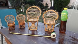 4 db.  babaútor, játék, kézzel fonott rattan, vessző szék, pávaszék