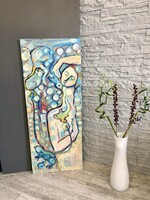 Darmo Éva: Lovassal álmodó  – Eredeti olajfestmény / 131 x 52  cm.