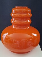Ikonikus Peill & Putzler ÓRIÁS (31 cm) Space Age narancssárga opálüveg lámpabúra – 1960-as évek