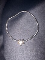 • 925 ezüst , a csillag gyémántokkal foglalt, 0.05ct, 14 karátos aranyozott karkötő - új