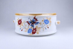 2B138 Antik pillangó díszes porcelán ételhordó edény komatál