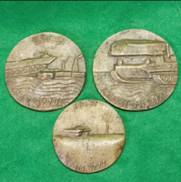 Hadgyakorlat után kiadott  MN 3727 Ercsi Műszaki Alakulat Bronz Plakett Szett (3 db) 1970 évek